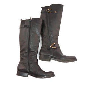 Naturalizer Tall Black Leather Boots Buckles 6.5M